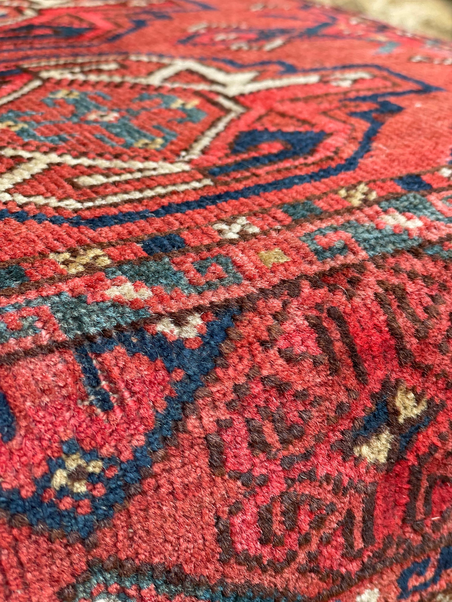 Antique Ersari Chuval Upholstered stool on turned legs