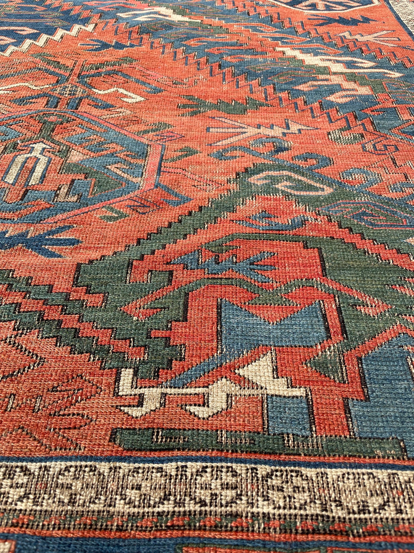 Antique Caucasian “Dragon” Sumak Carpet