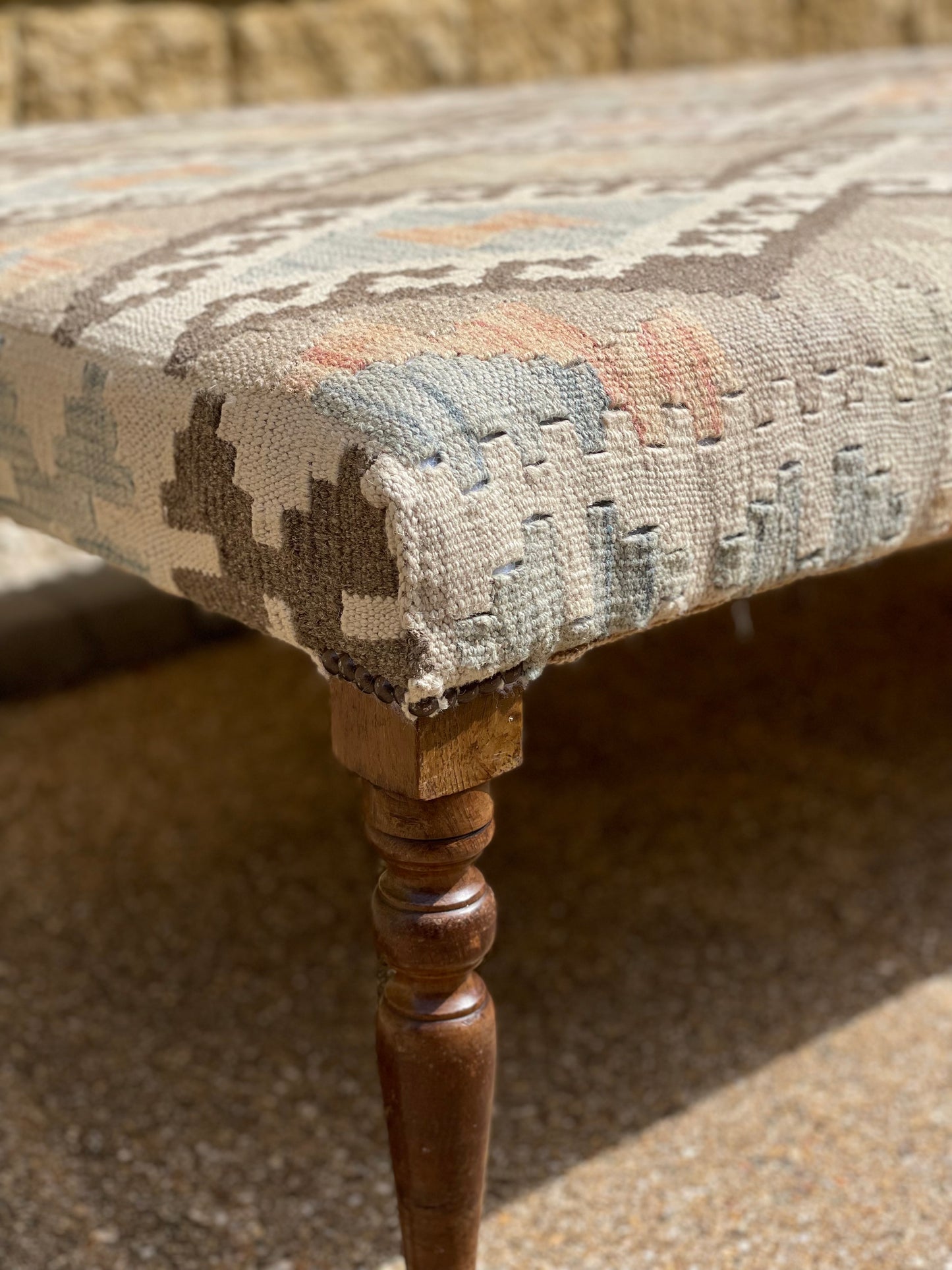 Large Kilim upholstered Ottoman Table