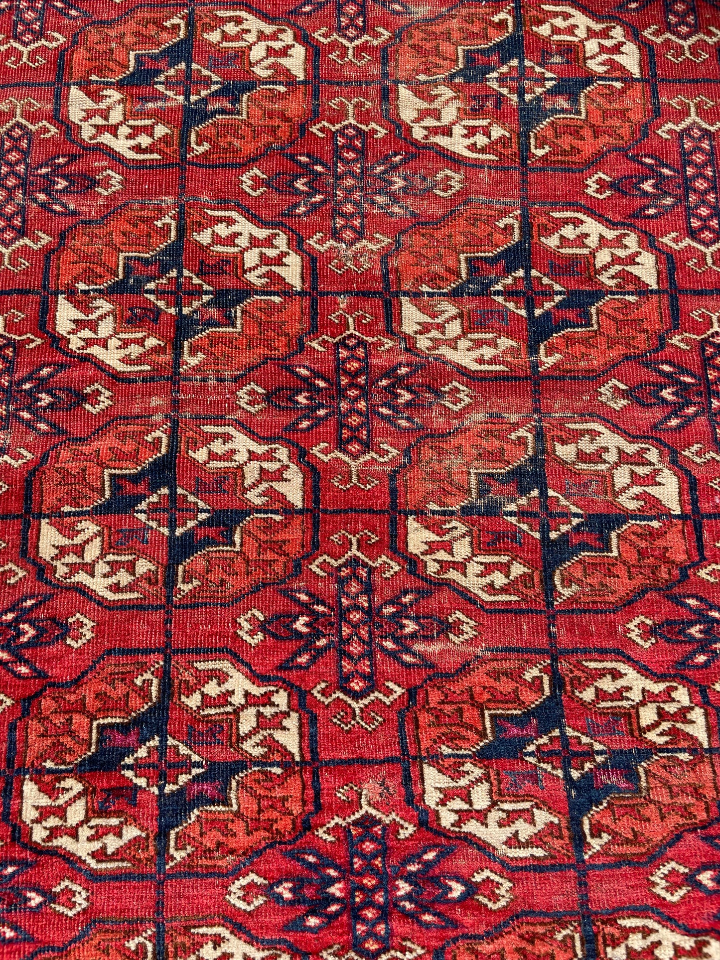 Antique Tekke Turkoman Dowry Rug with silk highlights