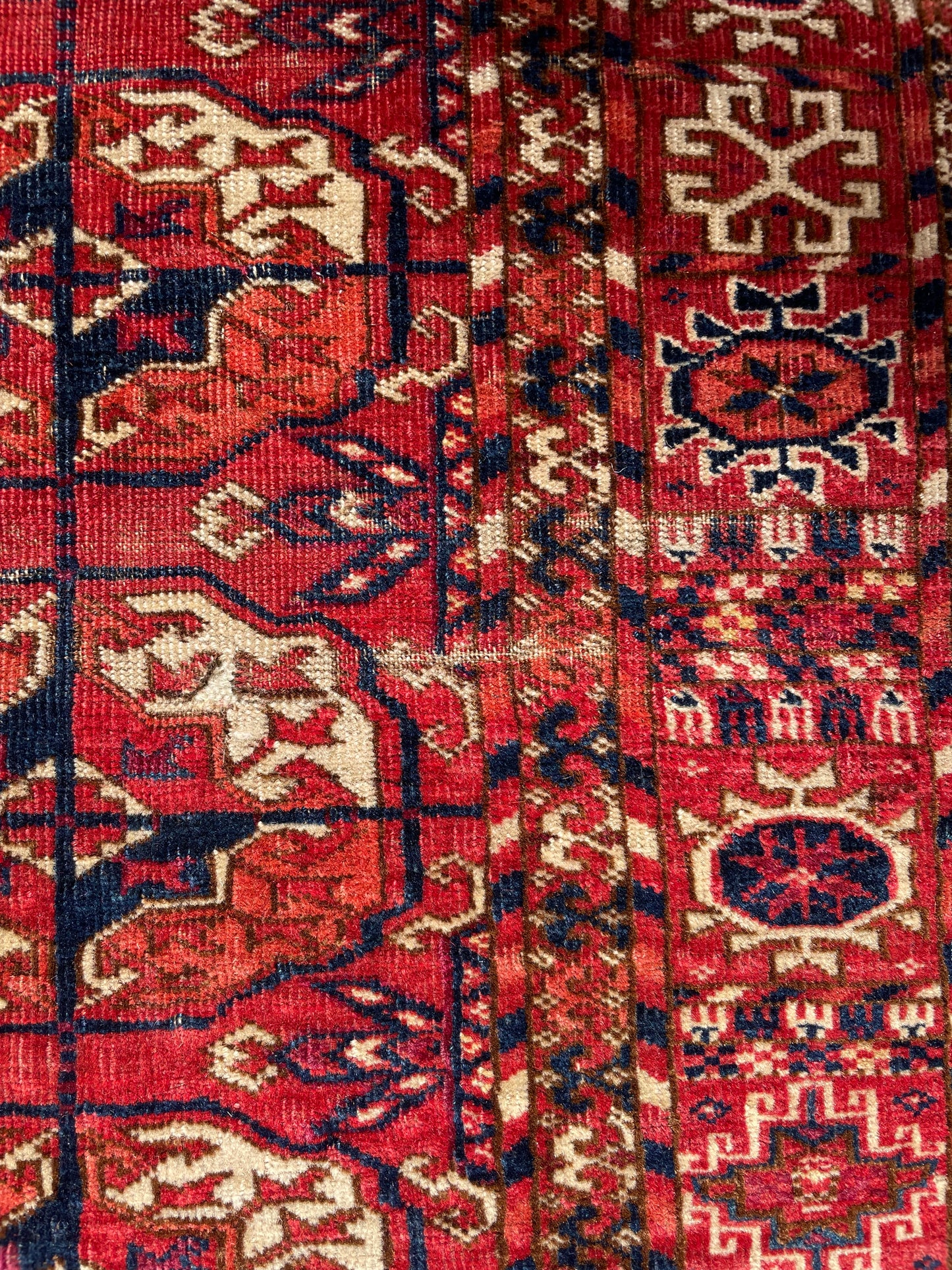 Antique Tekke Turkoman Dowry Rug with silk highlights
