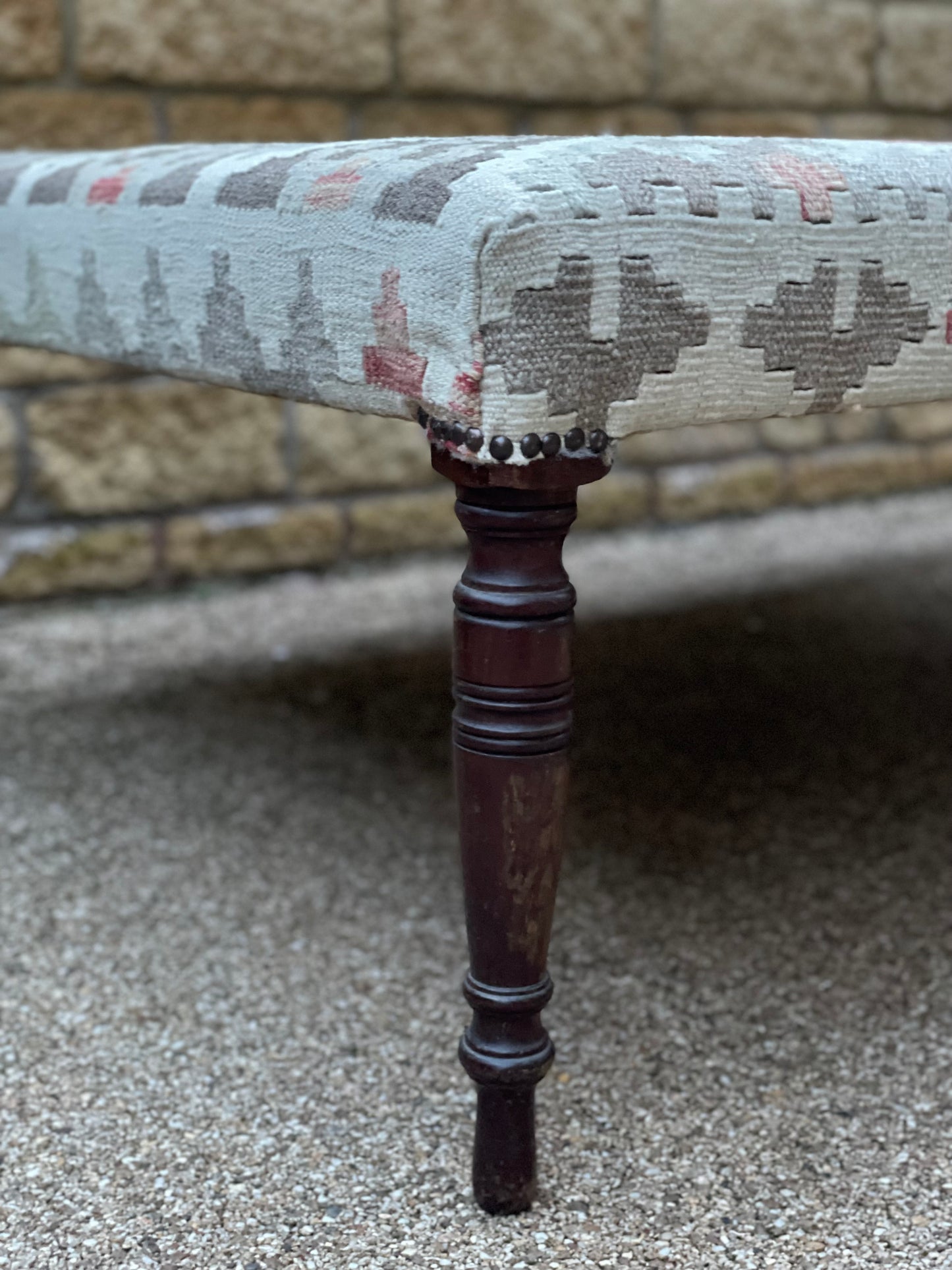 Kilim Upholstered Ottoman Table/ Stool