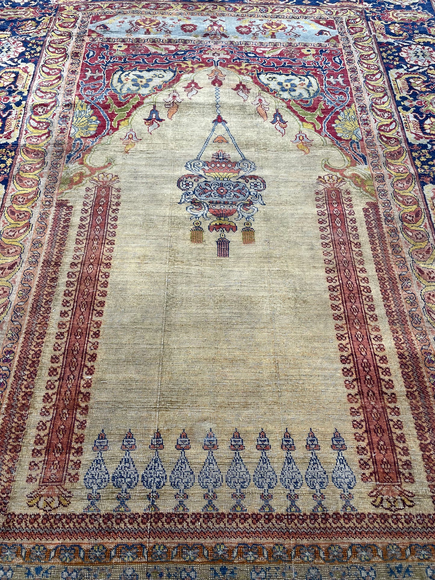 Early Anatolian Silk Prayer Rug of Ghiordes Design - 19th Century