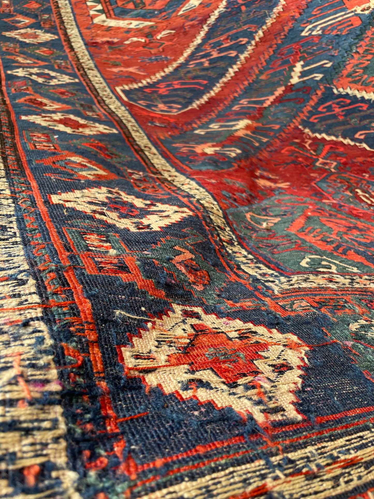Antique Caucasian “Dragon” Sumak Carpet