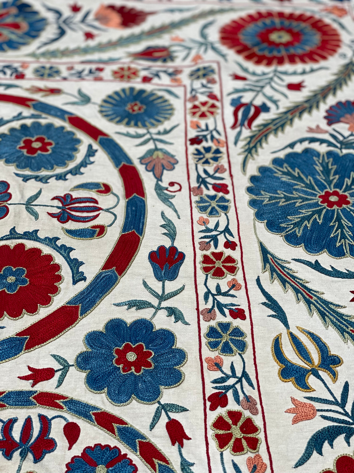 Fine Silk Uzbek Bukhara ‘Nim’ Suzani Textile