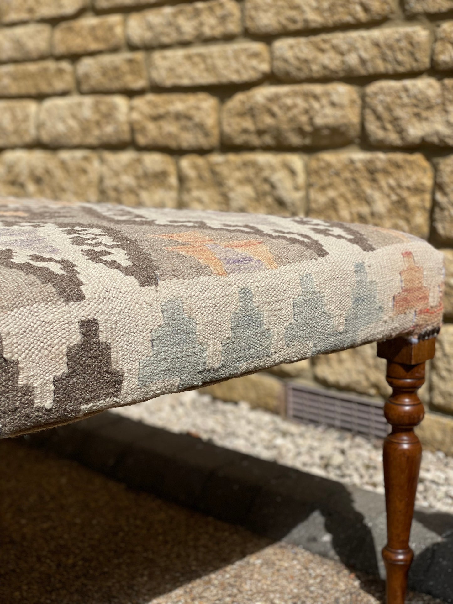 Large Kilim upholstered Ottoman Table
