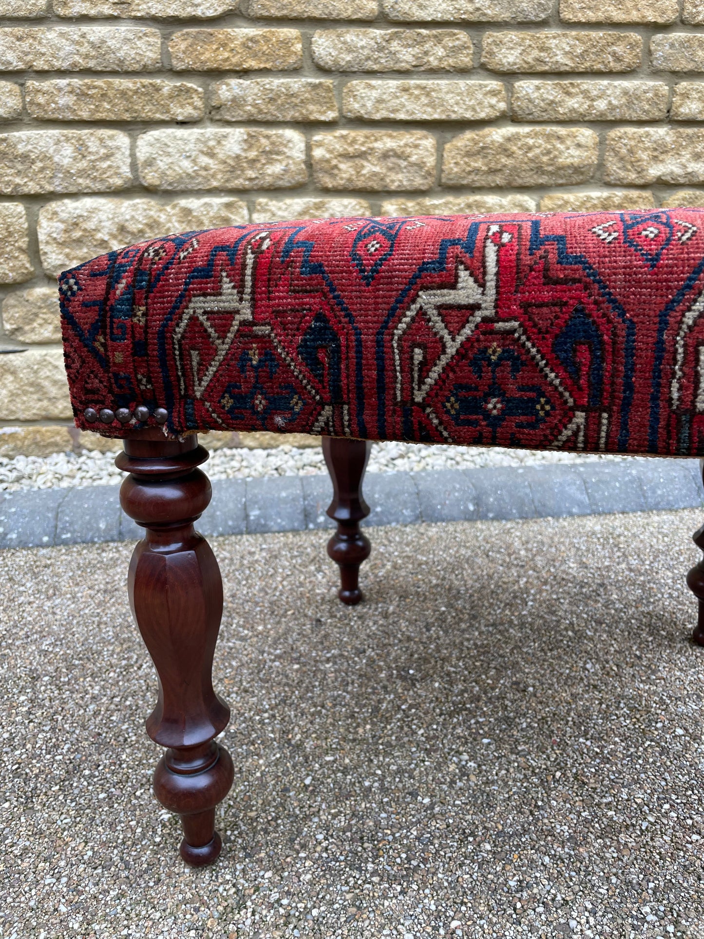 Antique Ersari Chuval Upholstered stool on turned legs