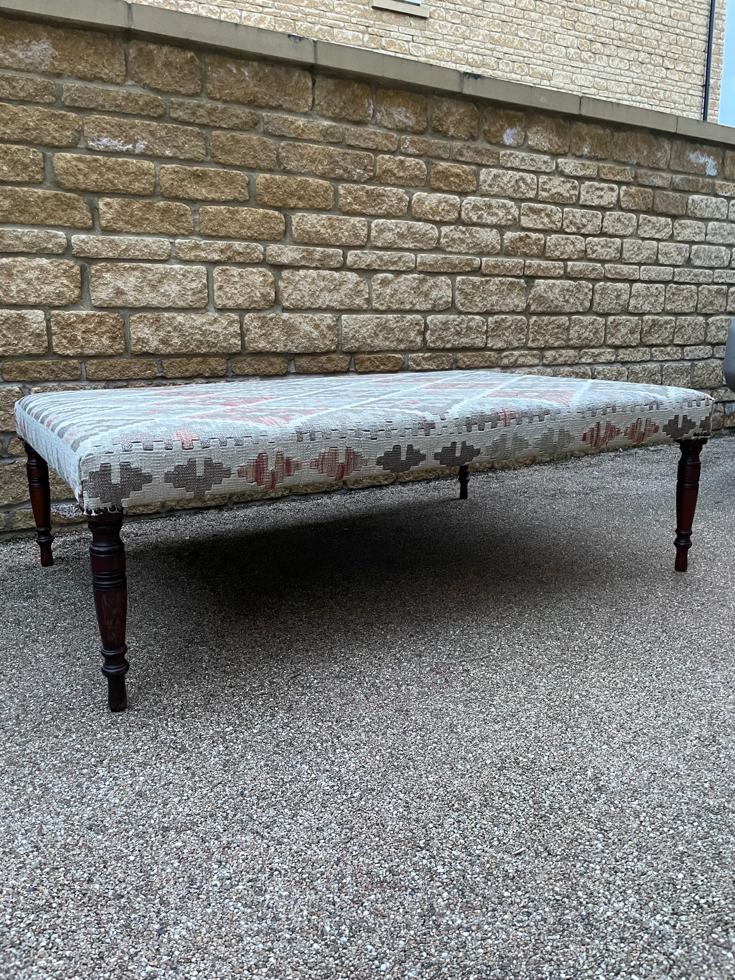 Kilim Upholstered Ottoman Table/ Stool