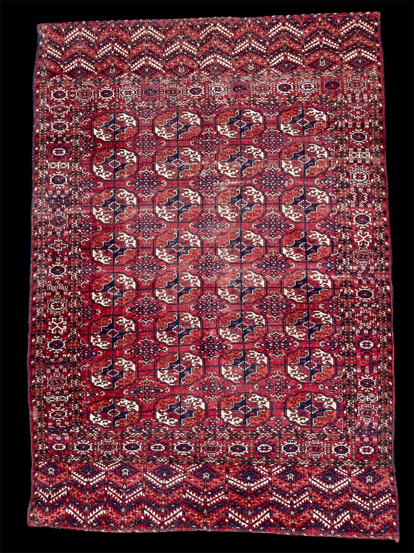 Antique Tekke Turkoman Dowry Rug with silk highlights