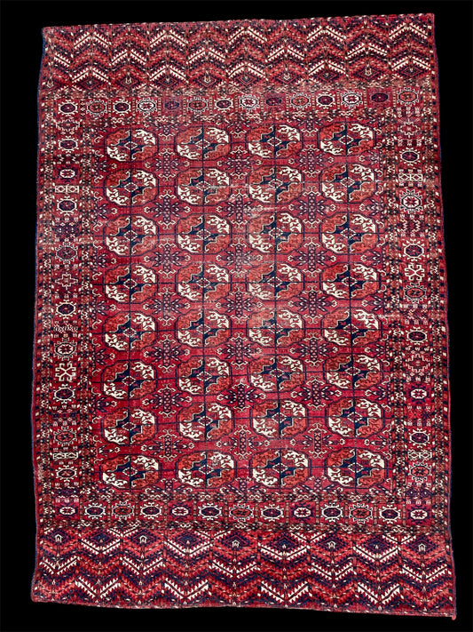 Antique Tekke Turkoman Dowry Rug with silk highlights