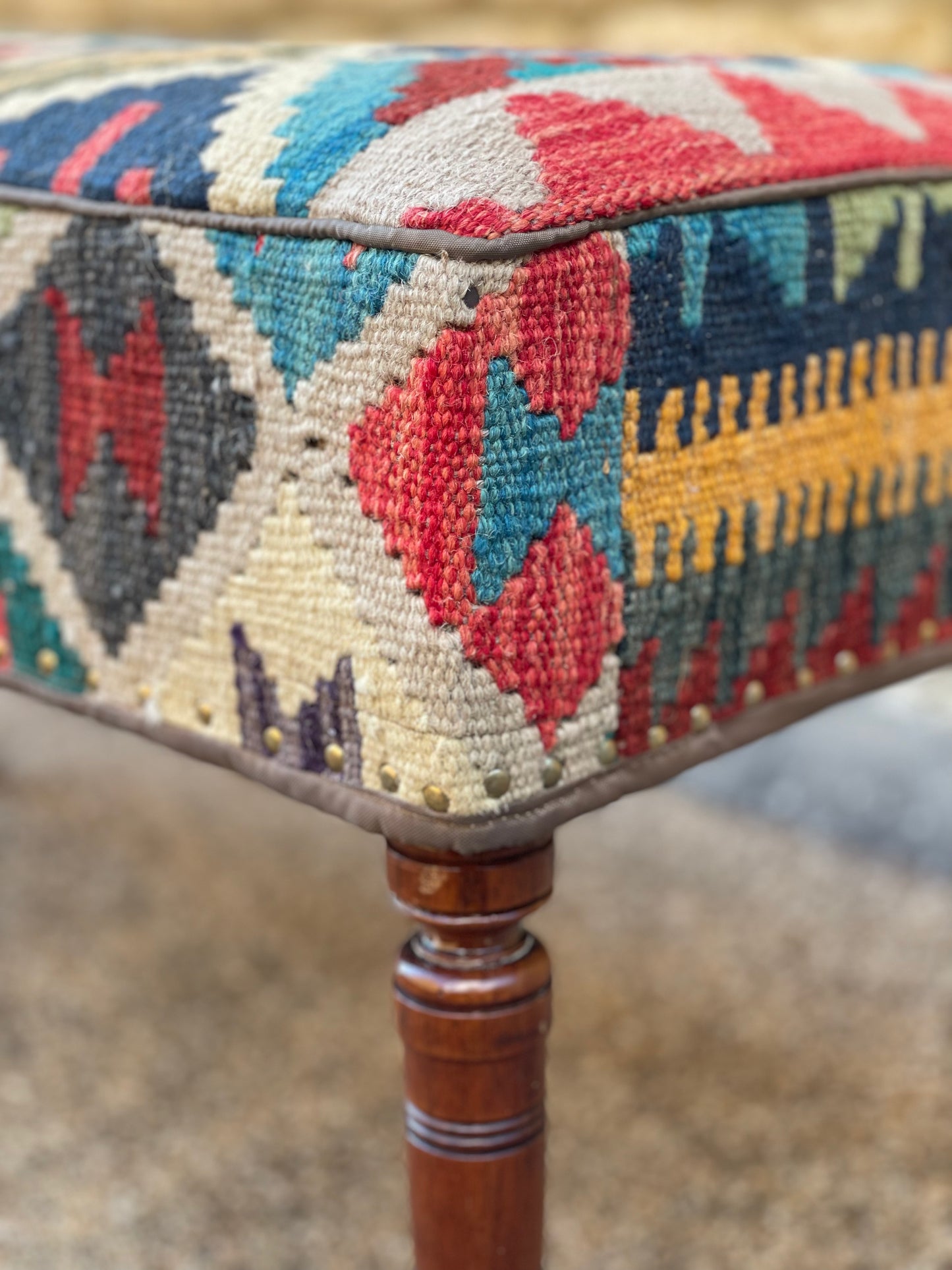 Kilim upholstered Ottoman/stool