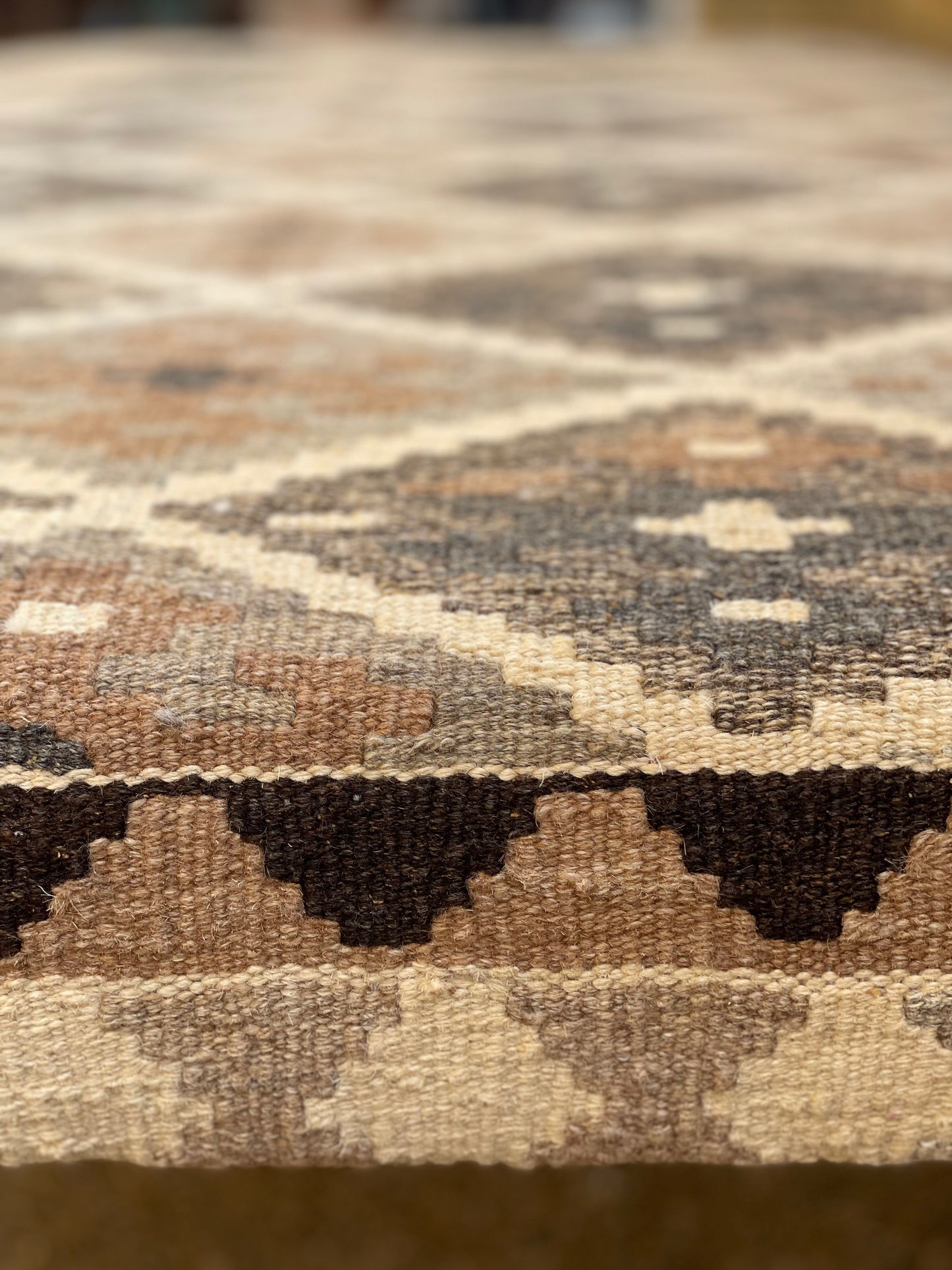 Large Kilim Upholstered Ottoman Table/Stool