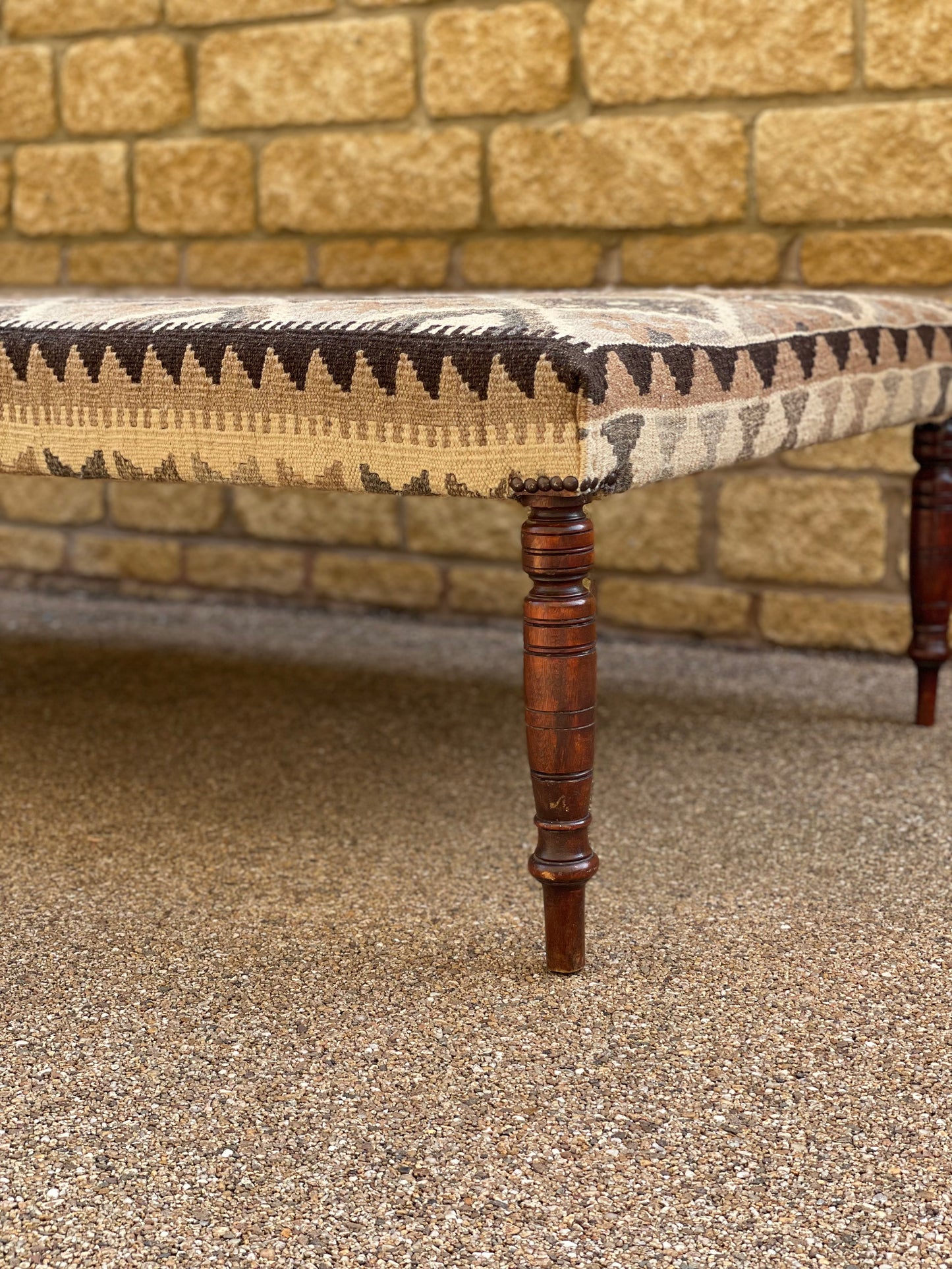 Large Kilim Upholstered Ottoman Table/Stool