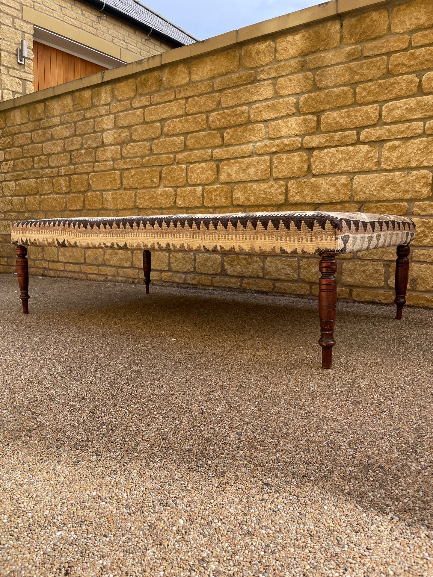 Large Kilim Upholstered Ottoman Table/Stool