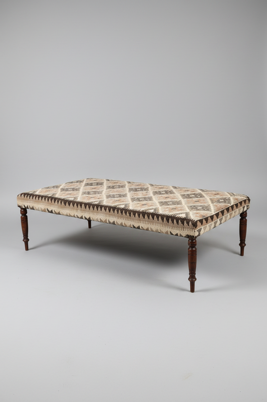 Large Kilim Upholstered Ottoman Table/Stool
