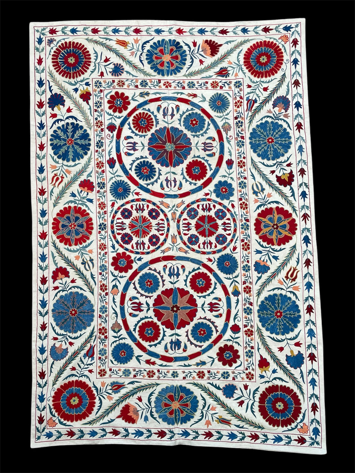 Fine Silk Uzbek Bukhara ‘Nim’ Suzani Textile