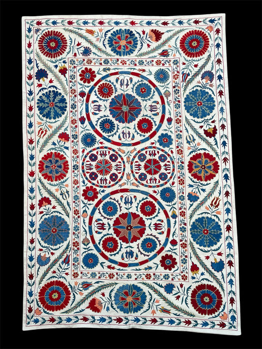 Fine Silk Uzbek Bukhara ‘Nim’ Suzani Textile