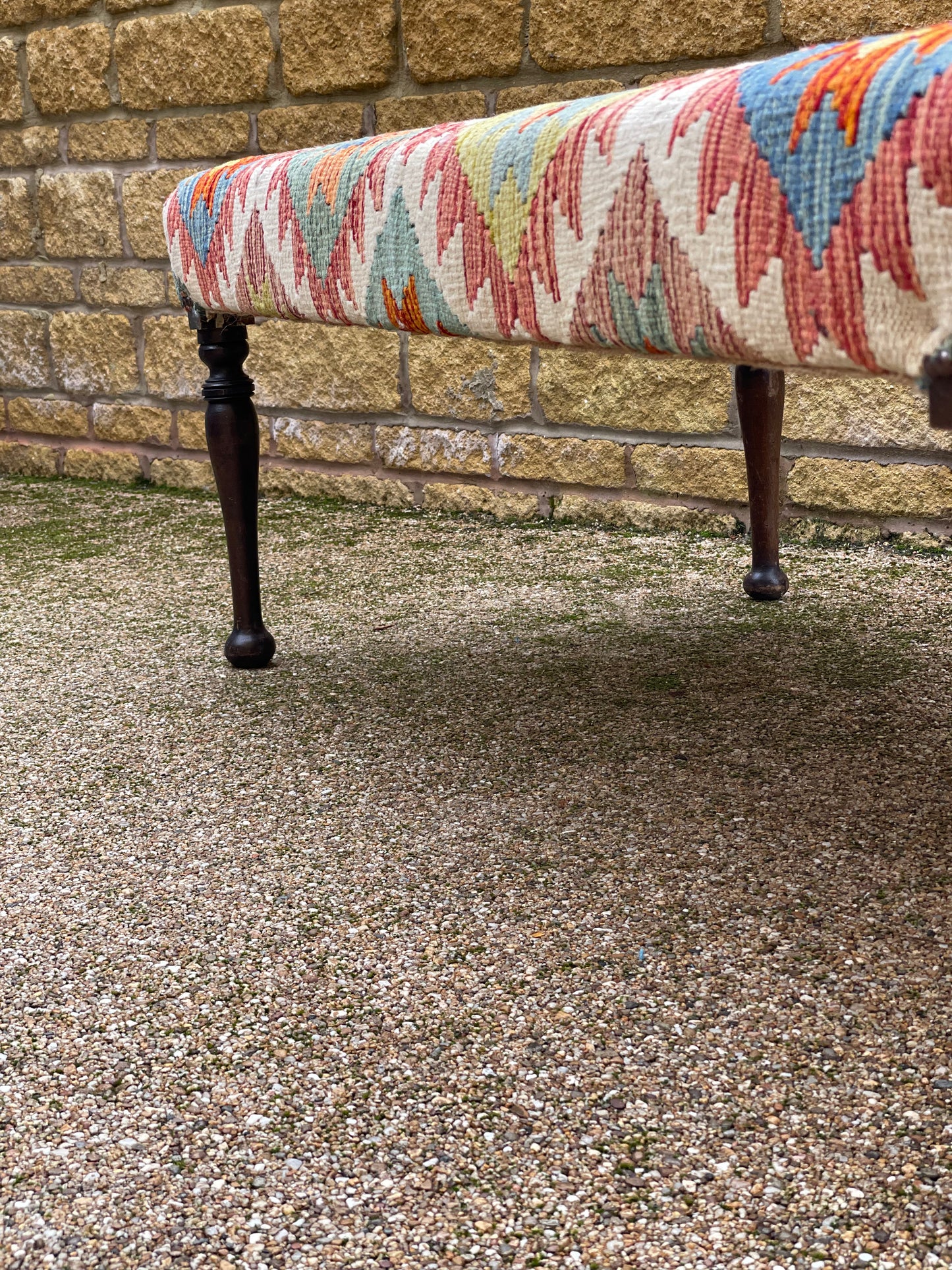Kilim Upholstered Ottoman Stool