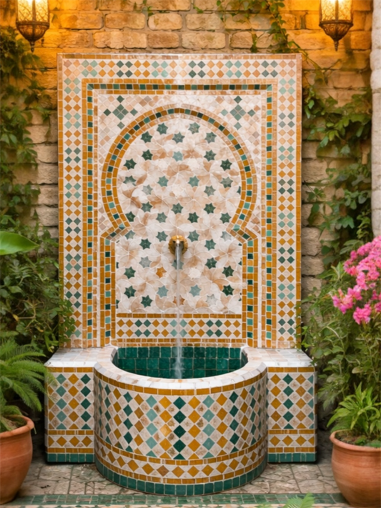 Large Handmade Moroccan Mosaic - Tiled Water Feature