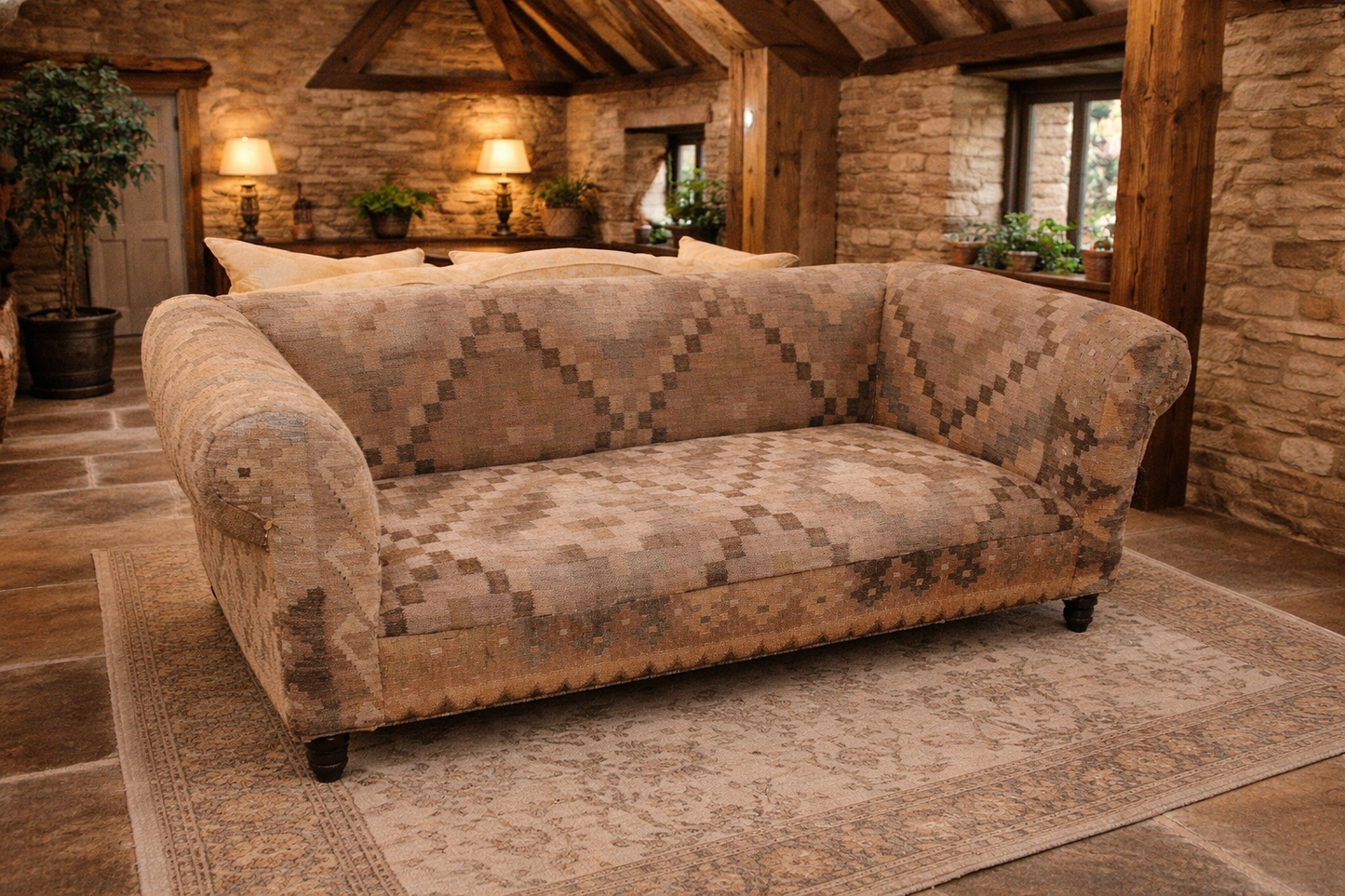 Vintage Kilim Upholstered Chesterfield Sofa