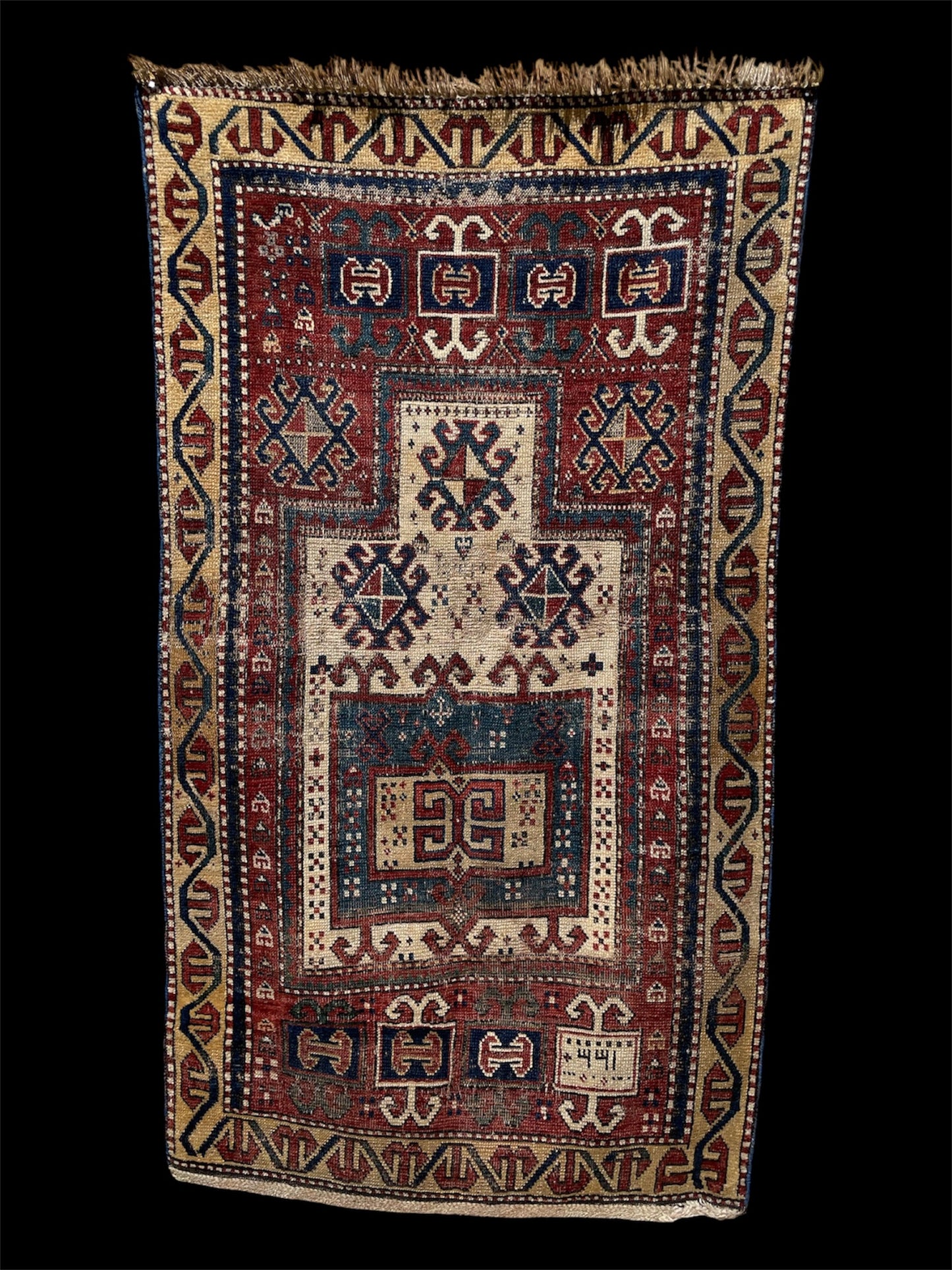 Antique Caucasian Kazak Prayer Rug