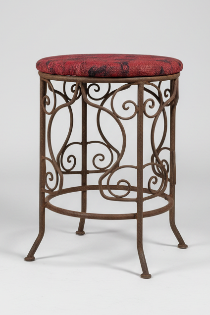 Moroccan Rustic wrought iron scrolling low stool