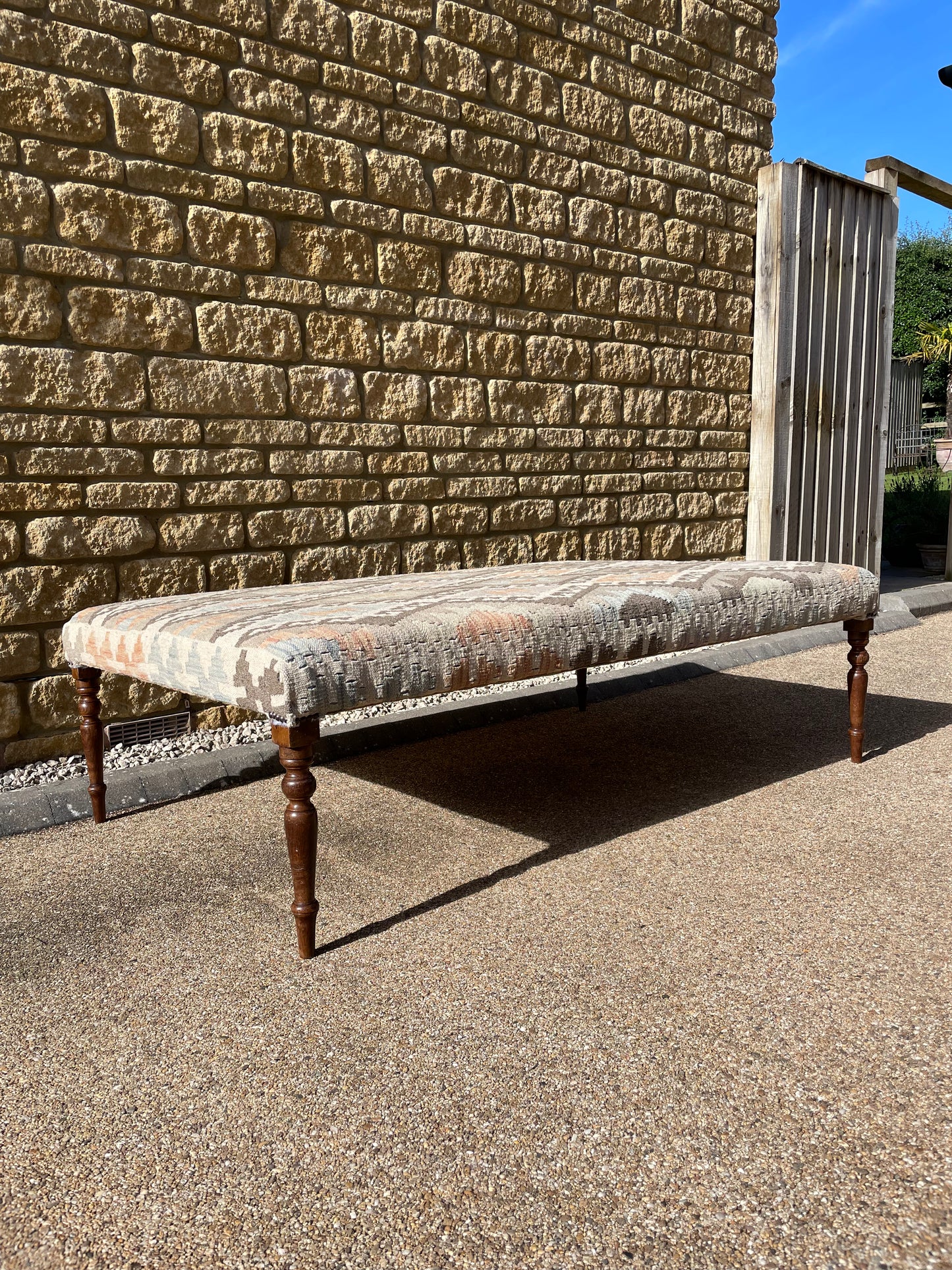 Large Kilim upholstered Ottoman Table