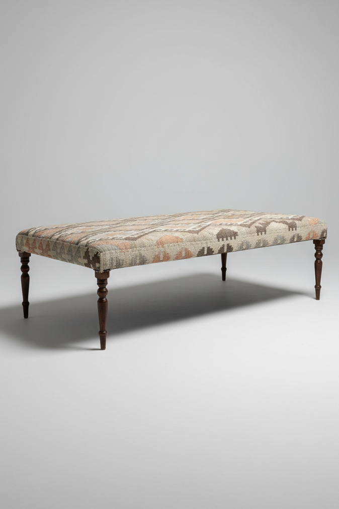 Large Kilim upholstered Ottoman Table