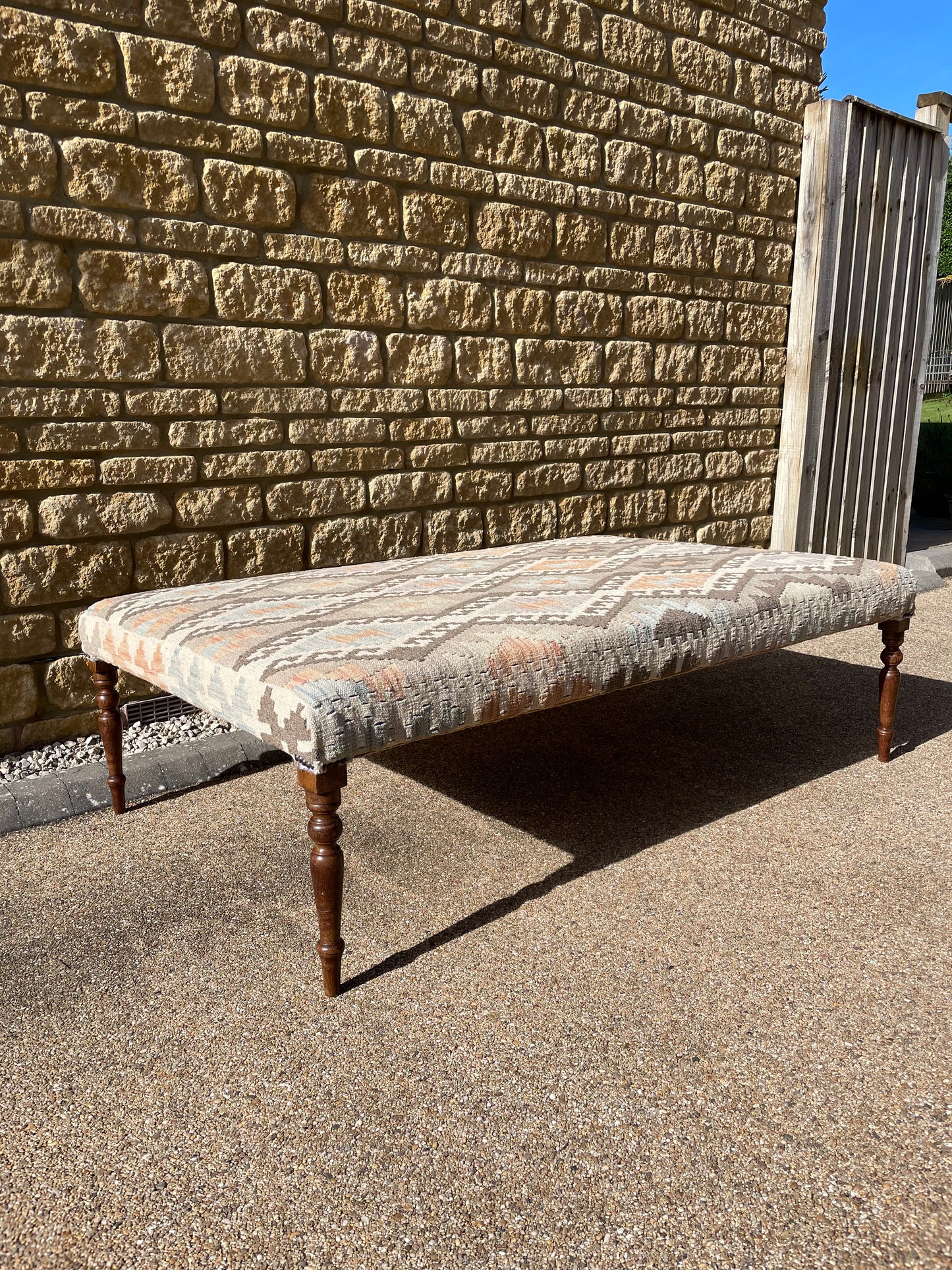 Large Kilim upholstered Ottoman Table