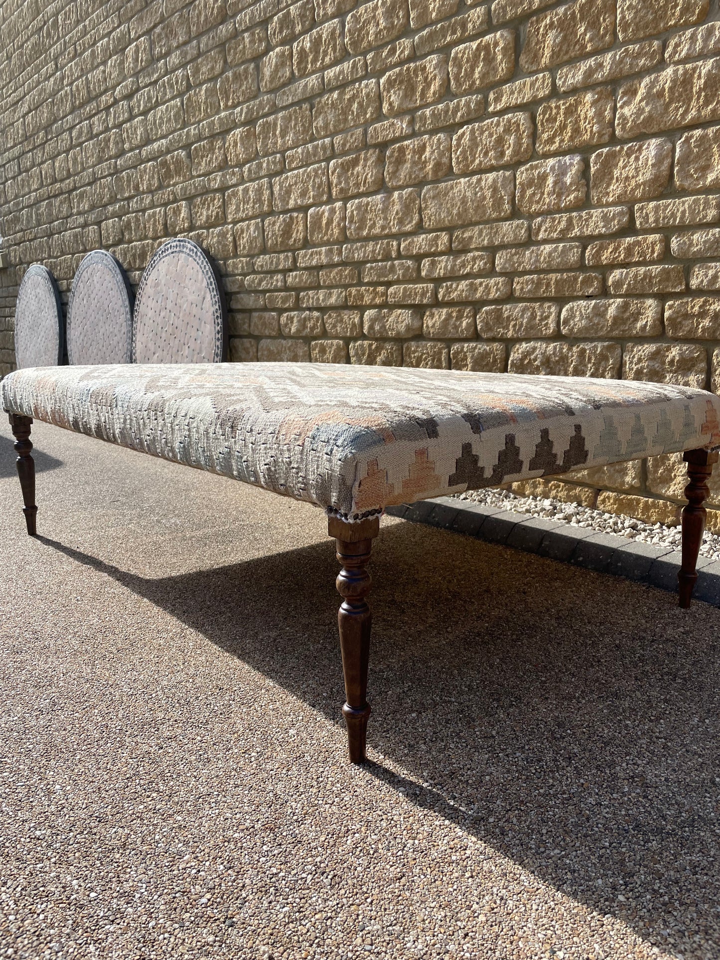 Large Kilim upholstered Ottoman Table