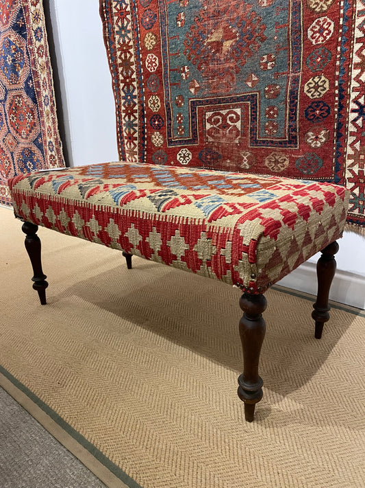 Kilim Upholstered Ottoman