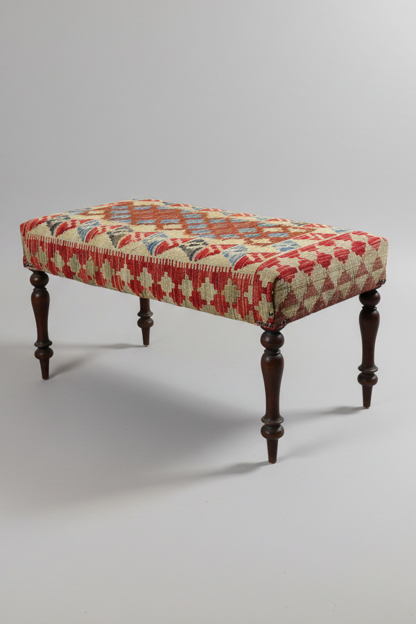 Kilim Upholstered Ottoman