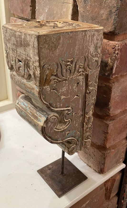 Indian Carved Wooden Candle Holder